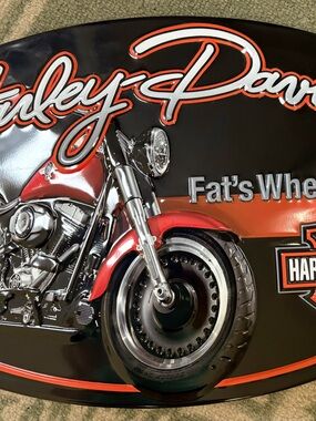 Harley-Davidson Black & Red Raised Motorcycle Metal Sign